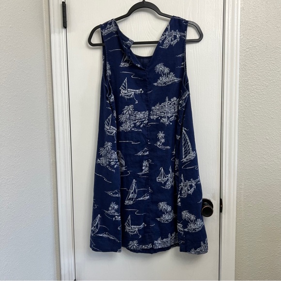 Cynthia Rowley Nautical Navy and White Linen Dress Size XL - Picture 9 of 9